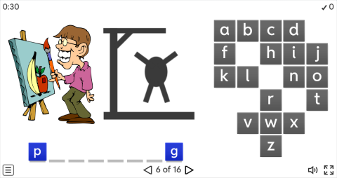 Hobbies Vocabulary ESL Interactive Hangman Game