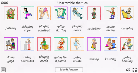 Hobbies ESL Interactive Match Up Worksheet