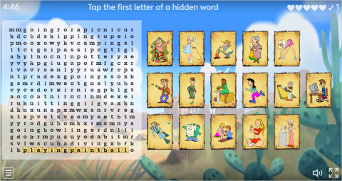 Hobbies Vocabulary ESL Interactive Wordsearch Puzzle