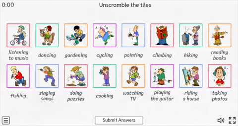 Hobbies ESL Interactive Vocabulary Worksheets (A)