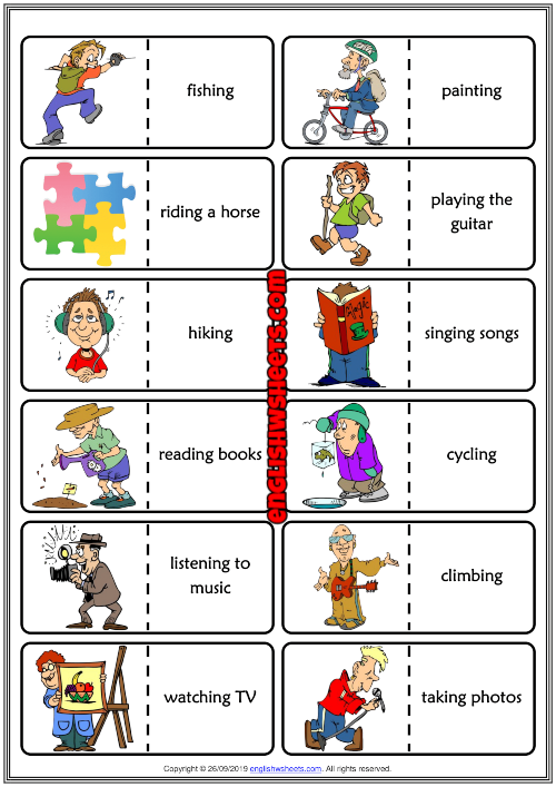 Hobbies Games, Games for English, Interactive ESL Games Online