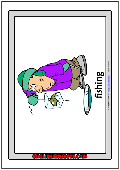 Hobbies ESL Printable Flashcards With Words for Kids