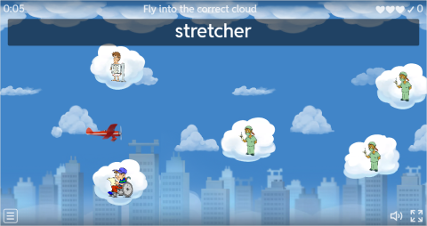 Hospital ESL Vocabulary Airplane Game