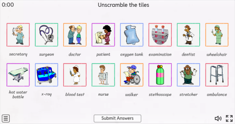 Hospital ESL Interactive Match Up Worksheet