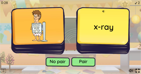 Hospital ESL Vocabulary Pair or No Pair Worksheet