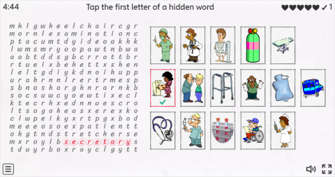 Hospital Vocabulary ESL Interactive Wordsearch Puzzle