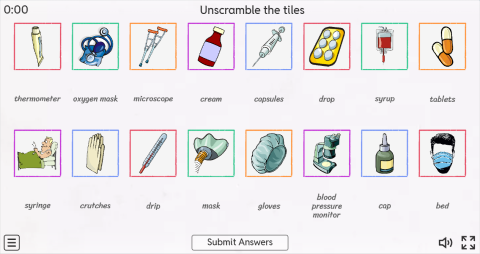 Hospital ESL Interactive Match Up Worksheet
