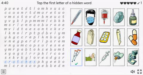 Hospital Vocabulary ESL Interactive Wordsearch Puzzle