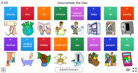 Hotel ESL Interactive Unscramble Worksheet
