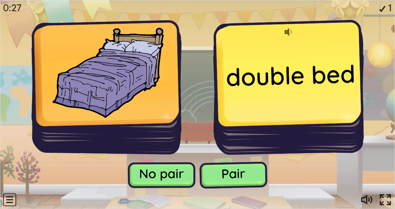 Hotel ESL Vocabulary Pair or No Pair Worksheet