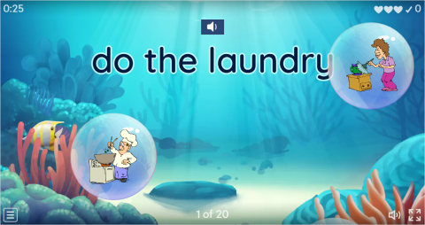 Household Chores ESL Vocabulary Flying Fruit Game