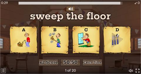 Household Chores ESL Interactive Vocabulary Quiz Show