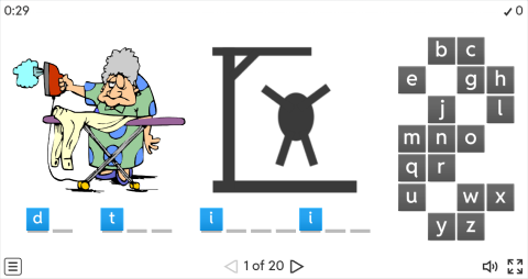 Household Chores ESL Interactive Hangman Game