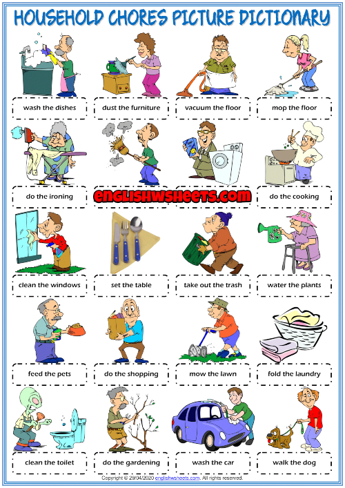 Household Chores English Esl Worksheets For Distance Learning And Baf