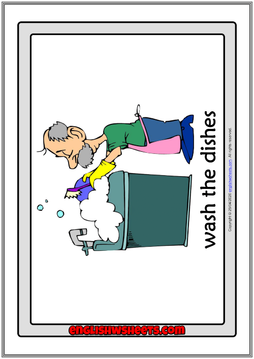 Household Chores Printable Picture Word Flash Cards Preschool