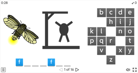 Insects Vocabulary ESL Interactive Hangman Game