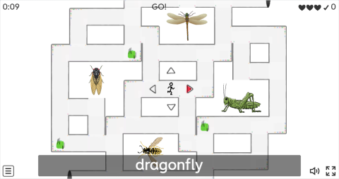 Insects ESL Vocabulary Maze Chase Game