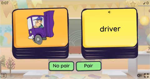 Jobs ESL Vocabulary Pair or No Pair Worksheet