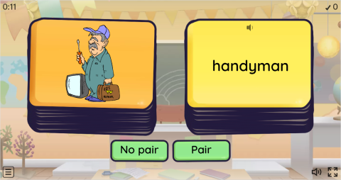 Jobs ESL Vocabulary Pair or No Pair Worksheet