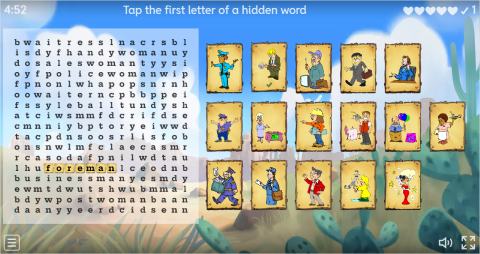 Jobs Vocabulary ESL Interactive Wordsearch Puzzle