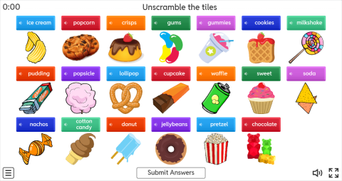 Junk Food ESL Interactive Unscramble Worksheet