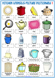 Kitchen Utensils ESL Picture Dictionary Worksheets For Kids