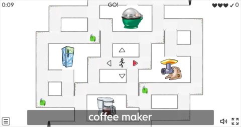 Kitchen Appliances ESL Vocabulary Maze Chase Game