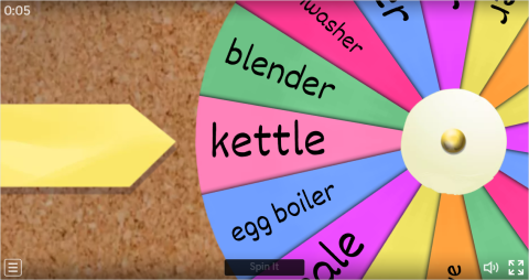 Kitchen Appliances Interactive Spin The Wheel Worksheet