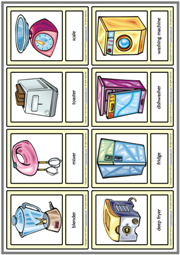 Kitchen Appliances ESL Printable Vocabulary Learning Cards