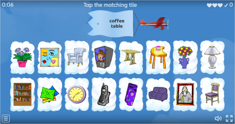Living Room Objects ESL Find The Match Worksheet