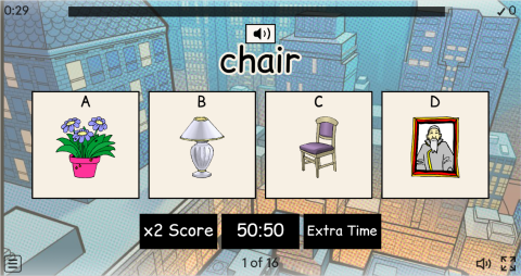 Living Room Objects Interactive Vocabulary Quiz Show