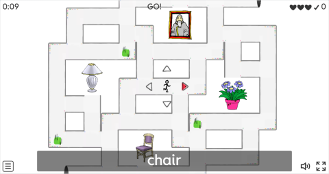 Living Room Objects ESL Vocabulary Maze Chase Game