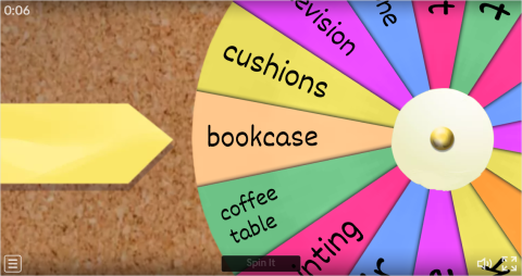 Living Room Objects ESL Spin The Wheel Worksheet
