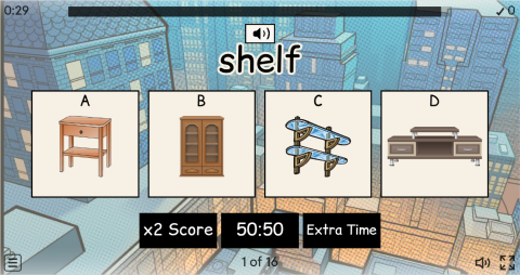 Living Room Objects Interactive Vocabulary Quiz Show