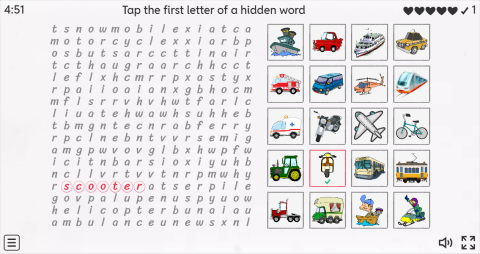 Means of Transport ESL Interactive Wordsearch Puzzle