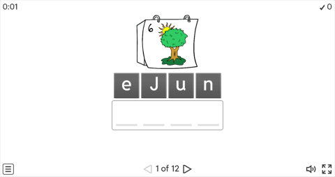 Months Vocabulary ESL Interactive Anagram