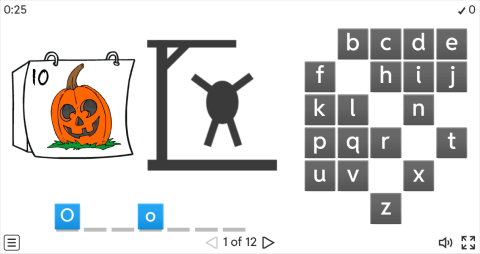 Months Vocabulary ESL Interactive Hangman Game