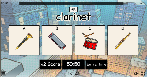 Musical Instruments Interactive Vocabulary Quiz Show