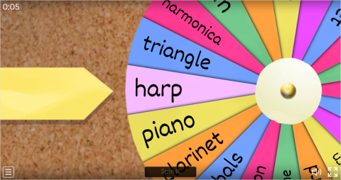Musical Instruments Spin The Wheel Worksheet