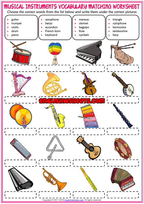 Musical Instruments English Worksheet