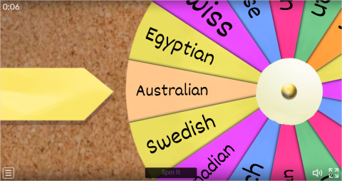 Nationalities ESL Interactive Spin The Wheel Worksheet