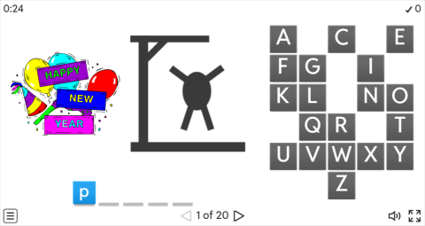New Year's Eve ESL Interactive Hangman Game