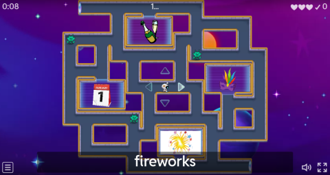 New Year's Eve ESL Vocabulary Maze Chase Game