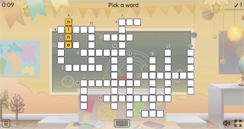 Numbers Vocabulary ESL Interactive Crossword Puzzle