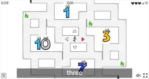Numbers ESL Vocabulary Maze Chase Game