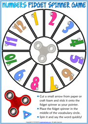 Numbers ESL Printable Fidget Spinner Game For Kids