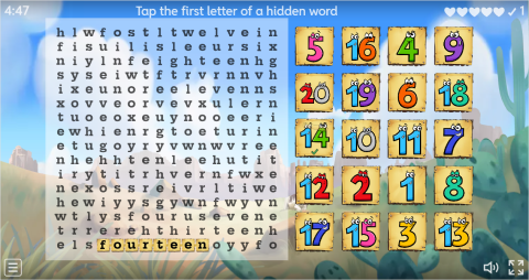 Numbers Vocabulary ESL Interactive Wordsearch Puzzle