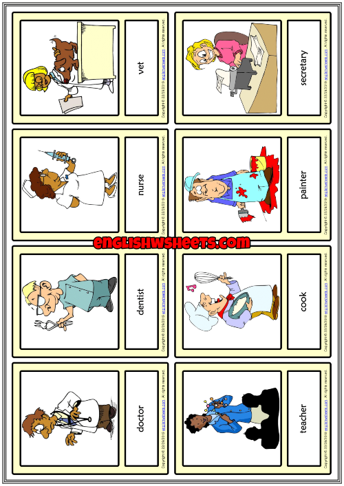 jobs esl printable vocabulary learning cards for kids