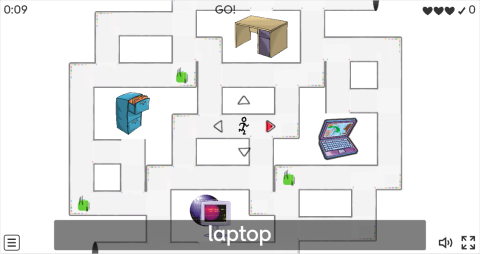 Office Objects ESL Vocabulary Maze Chase Game