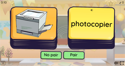 Office Objects ESL Pair or No Pair Worksheet